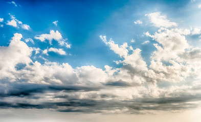 Blue sky with scenic clouds texture, useful as background