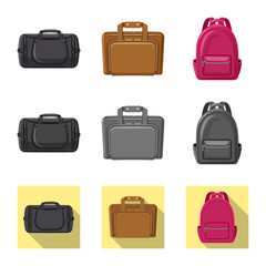 Vector illustration of suitcase and baggage icon. Set of suitcase and journey stock vector illustration.