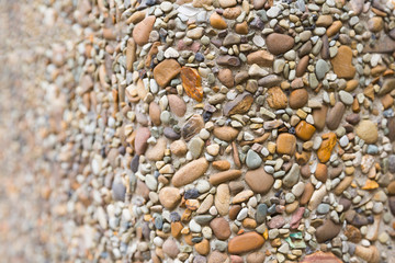 Texture of small white cobble stone. Copyspace, place for text