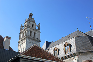 Church tower in Loches, France