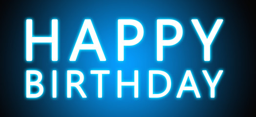 Fototapeta na wymiar Happy Birthday - glowing white text on blue background