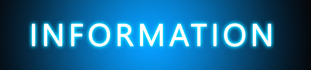 Information - glowing white text on blue background