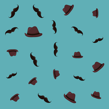 male fedora hats with mustaches pattern
