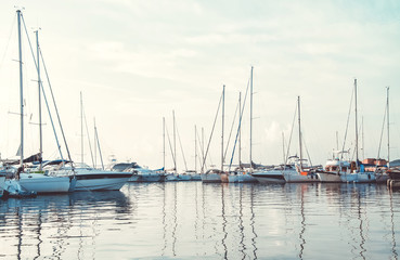 Fototapeta na wymiar Harbor with yachts and sailboats