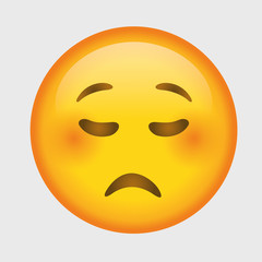 Face. Sad. Emoji. Cute emoticon isolated on white background.