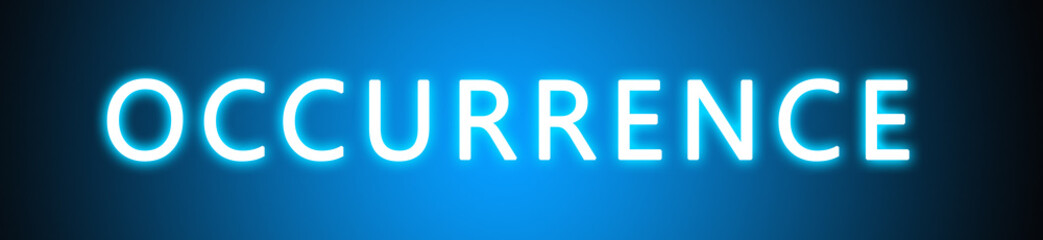 Occurrence - glowing white text on blue background