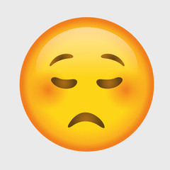 Vector sad emoji. Sad face. Sad. Cute emoticon isolated on white background.