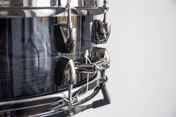 Musical instruments close up. Beautiful snare drum parts