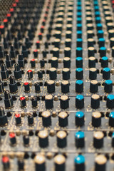 Obraz premium close up of a recording studio's mixer