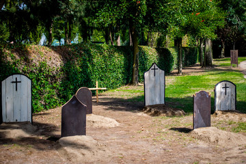 Halloween graves waiting for the dark