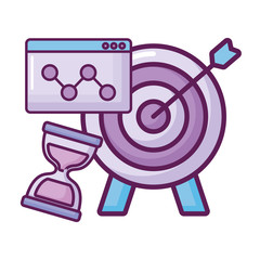 target with arrow and hourglass