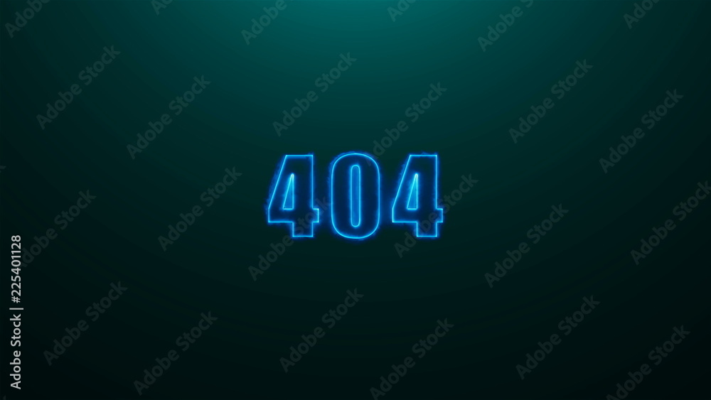 Poster letters of 404 text on background with top light, 3d render background, computer generating for game