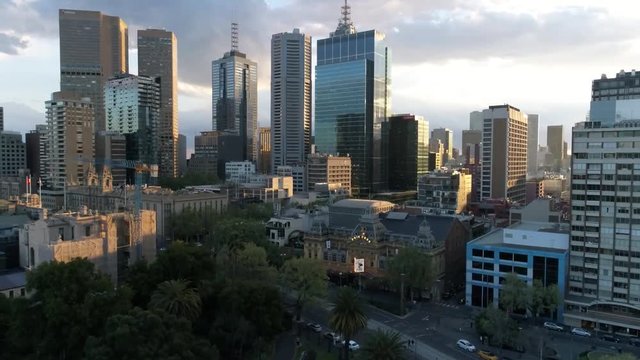 Melbourne city aerial from drone north east end of the city
