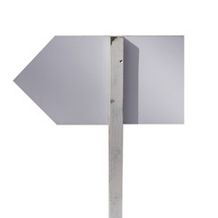 Wooden sign pointer isolated on white background