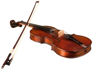 Violin with Bow, Isolated