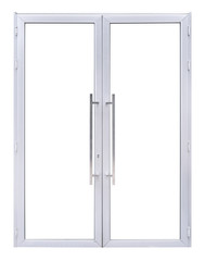 Modern metal door of office store, isolated  glass window frame element for design