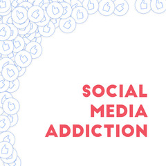 Social media icons. Social media addiction concept. Falling scattered thumbs up. Fancy abstract left