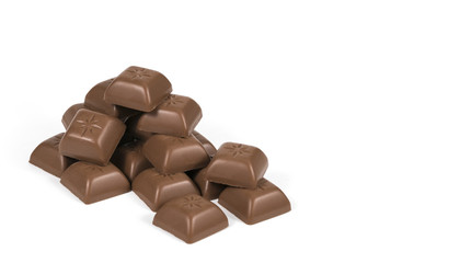 Chocolate bars stack isolated on white background