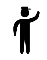 human figure silhouette with cap