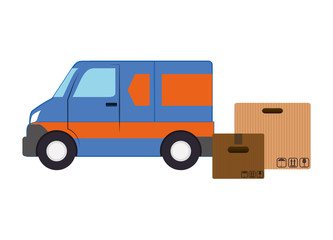 van vehicle with boxes