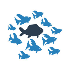 shoal fish animals isolated icon