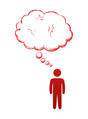 human figure silhouette with speech bubble
