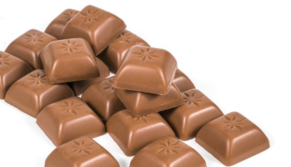 Chocolate bars stack isolated on white background