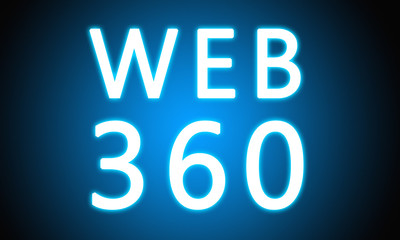 Web 360 - glowing white text on blue background