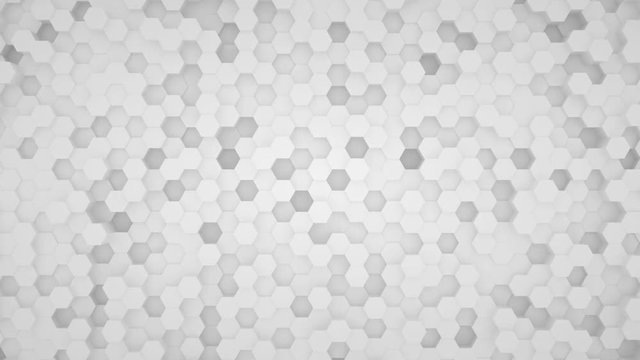 White background of hexagons. White honeycombs. Background for various events and meetings. Place for text. Seamless loop.