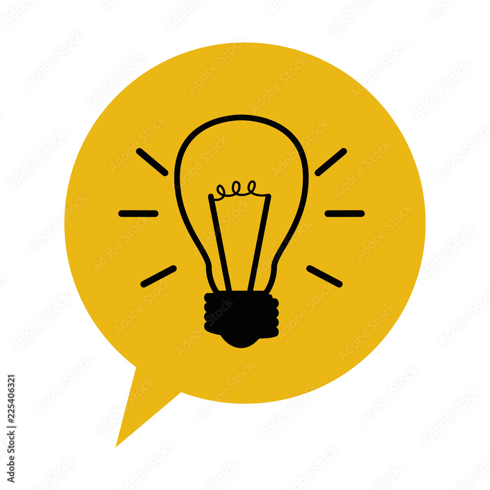 Poster speech bubble with bulb light idea