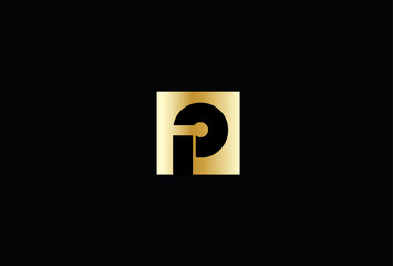 Unique modern P initial black and gold color letter initial icon logo