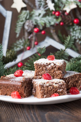 Fototapeta na wymiar Chocolate christmas brownies
