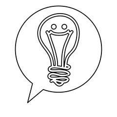 speech bubble with bulb light idea