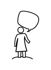 woman figure silhouette with speech bubble