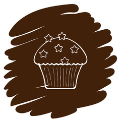 Muffin icon vector illustration on brown background