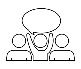 group of people with speech bubbles