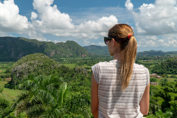 Girl on the viewpoint in Viniales, Cuba