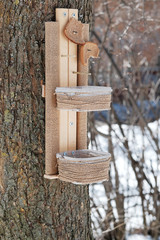 birdhouse hanging in the yard on the branch