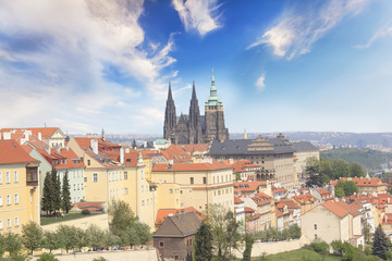 Obraz premium Beautiful view of St. Vitus Cathedral, Prague Castle and Mala Strana in Prague, Czech Republic