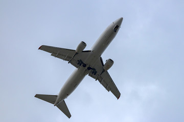 airplane in the blue sky