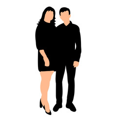 isolated silhouette of a guy and a girl