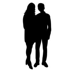 isolated silhouette of a guy and a girl