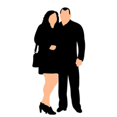 vector, isolated silhouette man and woman