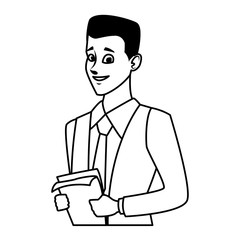 Executive businessman cartoon in black and white