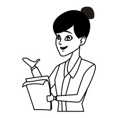 Executive businesswoman cartoon in black and white