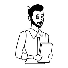 Executive businessman cartoon in black and white