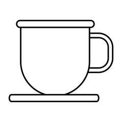 Coffee cup on dish in black and white