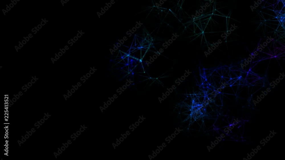 Poster the work of neurons. depth of field. rotation of the camera. ripple of colored signals in a frozen s