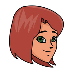 Young woman face cartoon
