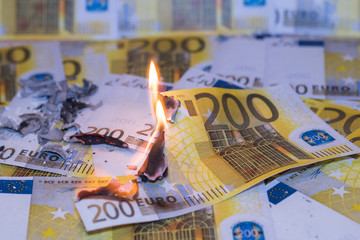 Burning two hundred euro